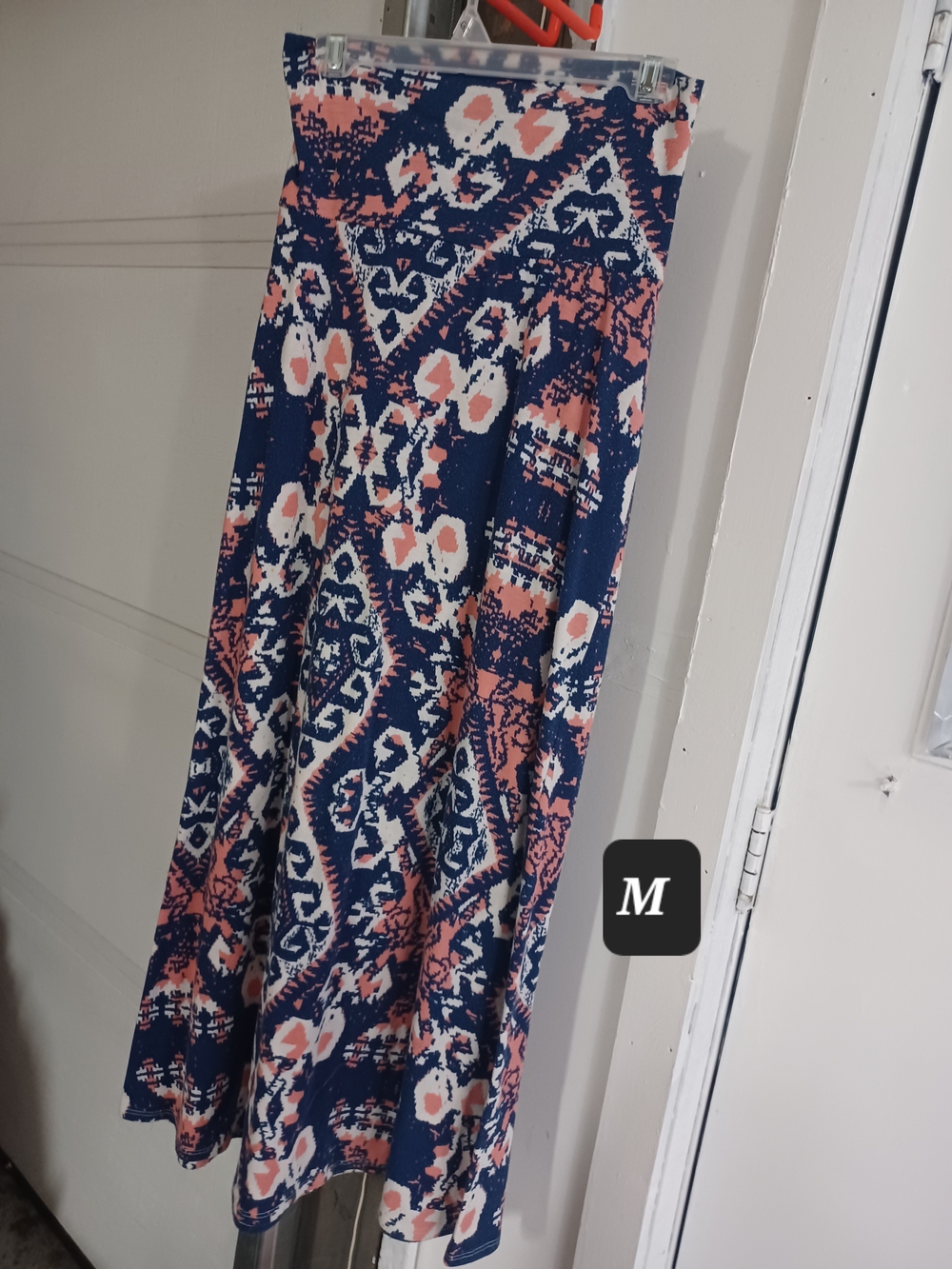 Navy & Coral Maxi Skirt
